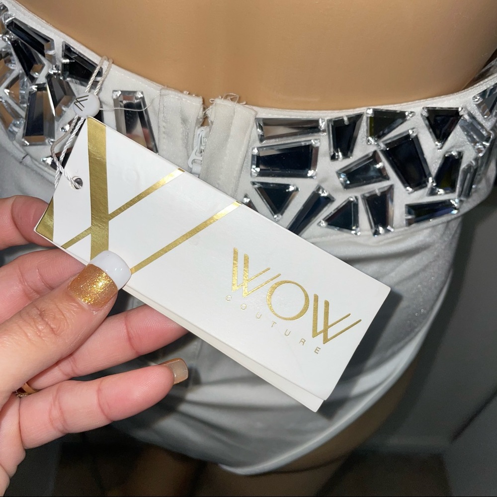 Wow Couture NWT! White Mirror Pieces Swimsuit - Picture 8 of 13